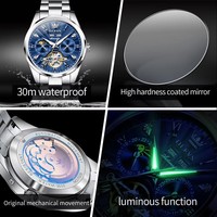 OLEVS 7028 Nouvelles montres automatiques évidées Calendrier des phases de la lune Montre pour homme Montre-bracelet mécanique lumineuse avec bracelet en acier squelette