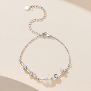 Bracelet chaîne plaqué argent avec pendentif cœur en zircon serti griffe, cadeau romantique pour femme - Product Image 3