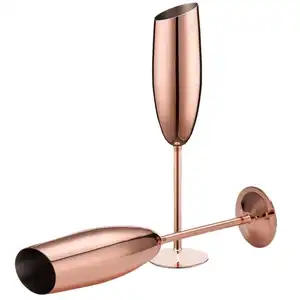 מותאם אישית לוגו יוקרה יין מתכת קוקטייל גביעי יין משקפיים 250ml נירוסטה נחושת זכוכית יין שמפניה כוס חלילים
