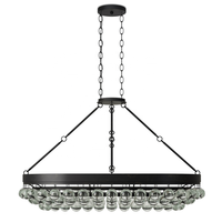 Lustre ovale Balthazar moderne en fer forgé américain avec boules de verre transparentes pour villa, salon, restaurant, intérieur