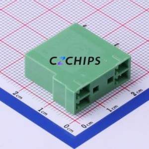 KF2EDGRH-3.5-2*2P Plug-in Terminal Block Bent Lead Through Hole,P=3.5mm Board-to-Board / Socket - Closed 2x2P 3.5mm Green - Product Image 2