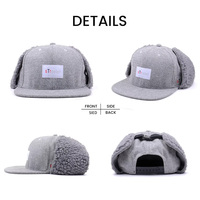 Chapeau d'hiver personnalisé avec logo en cuir, imprimé camouflage, chapeau chaud, chapeau en polaire d'agneau, casquette à 5 panneaux avec oreilles en fourrure de laine