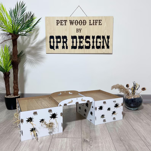 Jaula de alimentación moderna para mascotas, accesorio ODM OEM, puente de alimentación de heno de madera hecho a mano para gatos, conejillos de indias, juguetes interactivos con movimiento - Product Image 1