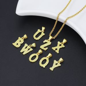 Collar con Colgante de 26 Letras Chapado en Oro de 24K JXX, Joyería de Latón para Niños - Product Image 1