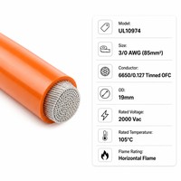 Cable de Alimentación UL10974 3/0AWG de 85 mm² con Aislamiento de PVC, OFC Estañado, 2000V, Alta Tensión, Flexible, para BESS, Soldadura, Inversor, Batería, UPS