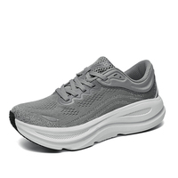 Chaussures de course pour hommes à semelle épaisse et rembourrée, lacées, en mesh, confortables, amortissantes, antidérapantes, pour la course sur sentier