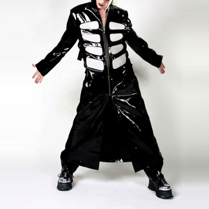 Hommes Longed-Trenched Coats Black-White Gothic-Coats Vestes & Débardeurs Pour L'extérieur - Product Image 1