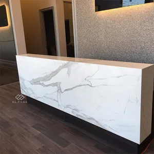 Fasion tasarım yapay mermer taş beyaz modern otel için ofis resepsiyon masası sayaç