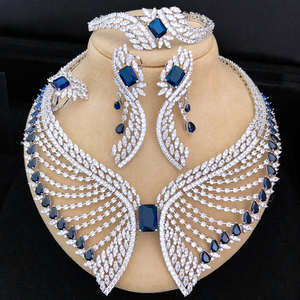 T028D lüks hint düğün takı setleri kadınlar yeni Trendy 4 adet Waterdrop gelin setleri zirkon taşlar pirinç Inspired <span class=keywords><strong>Dubai</strong></span> - Product Image 2