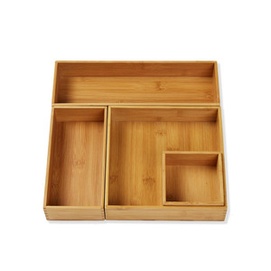 Bamboo Desktop Organizer Rectangular Multi Compartment Storage <b>Box</b> For Office Desk Organization Wuyishan Made - Product Image 3