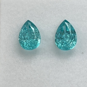 Piedra Paraíba de Corte en Forma de Pera, 8x12mm, Cultivada en Laboratorio, con Acabado de Hielo Triturado, de DS Gems - Product Image 1