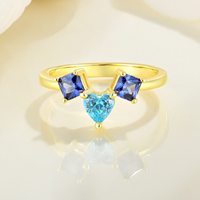 Gouden Vermeil 925 Sterling Zilver Blauw Edelsteen Trouwfeest Ring Hartvormig Centrum Cz Steen