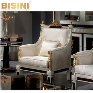 Изысканный итальянский стиль кремово-белая ткань ручной работы резной деревянный диван набор мебель для гостиной одиночный диван