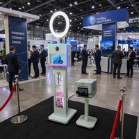 Cabina de Fotos Interactiva con Pantalla Táctil de 15.6 Pulgadas, Kiosco con Pantalla LCD Publicitaria y Soporte para Impresora para Eventos y Fiestas