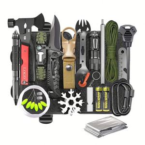 Kit de survie d'urgence en gros, le meilleur 40-en-1, kit de survie 18-en-1 avec hache et fourchette-couteau - Product Image 1