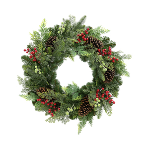 Guirlande de Noël artificielle rouge pour intérieur, écologique, à suspendre à la porte, décoration de Noël - Product Image 1