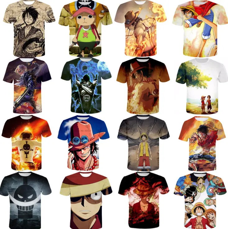 UFOGIFT kaus Anime Luffy Onepiece 3D, kaus kasual lengan pendek, cepat kering, kaus Anime