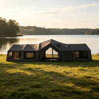Tente gonflable portable en forme d'étoile, 6 m de diagonale, fenêtres en maille amovibles, grand espace, tente de camping familiale pour l'extérieur