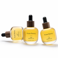 Flacon compte-gouttes de luxe en verre dépoli de 30 ml, écologique et recyclable, avec bouchon en bois de noyer et ampoule noire mate, pour impression sérigraphique, vente en gros