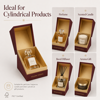 Boîte cadeau de luxe rigide personnalisée pour Noël avec couvercle rabattable et insert rond pour bougie parfumée, diffuseur de parfum, emballage de fêtes