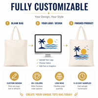 Sac fourre-tout en toile personnalisé avec logo, écologique et réutilisable, idéal pour les trajets quotidiens, 6oz 8oz 10oz 12oz 14oz 16oz