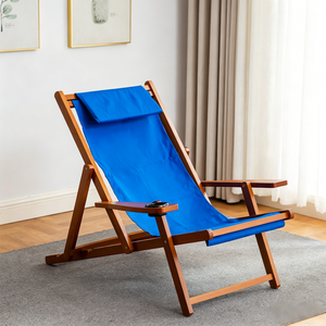 Silla de Playa <span class=keywords><strong>Plegable</strong></span> de <span class=keywords><strong>Madera</strong></span> Maciza al por Mayor del Fabricante, <span class=keywords><strong>Tumbona</strong></span> de <span class=keywords><strong>Lona</strong></span> Oxford para Playa con Portavasos - Product Image 2