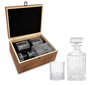 Juego de Decantador de Whisky de Cristal SKYJOY con 2 Vasos y Caja de Madera Vintage, Origen China, para Regalos para Hombres y Padres - Product Image 1