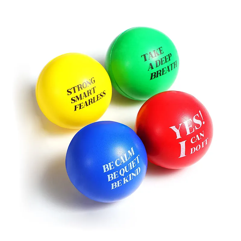 Bola antiestrés de forma personalizada, bola antiestrés de PU, Color arcoíris, alivia el estrés, con logotipo personalizado, 6,3 cm