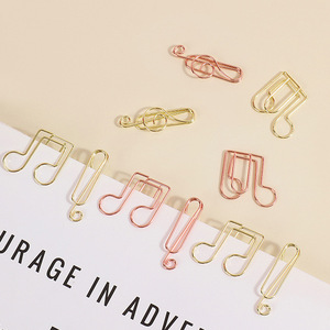Pince à papier en forme de note de <span class=keywords><strong>musique</strong></span>, en métal, marque-pages amusants, pinces pour agenda, fournitures de bureau et de maison, doré - Product Image 2