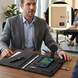 Wireless Magnetic Charging Power Supply Unit <b>USB</b> Corporate Gift Featuring PU Leather Promotional Advertising Gift Set - Product Image 1