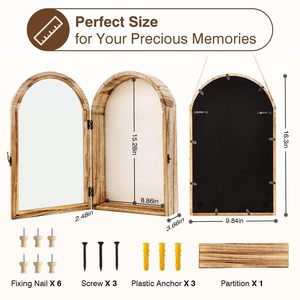 Cornice per foto <span class=keywords><strong>Vintage</strong></span> in legno grande scatola per ombre a muro di colore bruciato per esposizione domestica souvenir foto fiori secchi scatole Commemorative - Product Image 2