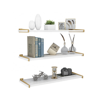 Tailai Licht Luxe Marmer Plank Met Gouden Metalen Beugels Set Voor Badkamer Woonkamer Folding Beugel Plank Wandmontage