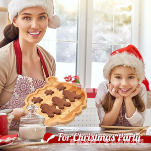 Plateau de service en bambou de Noël en forme de Père Noël et de rennes, pour servir des collations, des desserts et des fruits lors de fêtes - Product Image 3