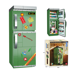 Jouets éducatifs en gros, modèles de construction de réfrigérateurs à double porte vintage, fruits, restaurant, chef, blocs de construction - Product Image 1