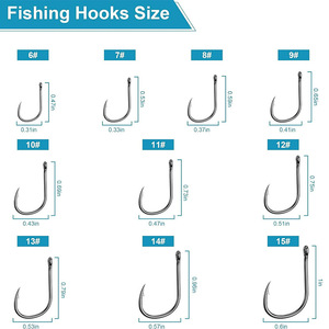 Hameçons de pêche 3-12 #   Hameçon simple à ardillon en acier à haute teneur en carbone pour la pêche aux leurres en eau douce - Product Image 1
