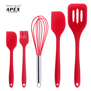 Juego de utensilios de cocina de silicona de 5 uds para cocinar, juego de espátula antiadherente, batidor de huevos ranurado, cepillo para hilvanar, resistente al calor para hornear - Product Image 2