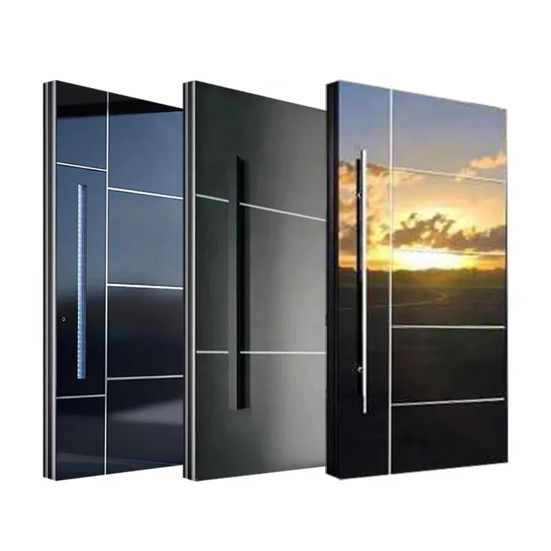 Modern Pivot Door Mirror Surface Stainless Steel Entrance Door Exterior Security Front Pivot Door