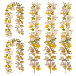 Guirnalda artificial de hojas de arce en stock, decoración de mesa de comedor para el hogar, planta verde, guirnalda artificial de otoño para Acción de Gracias y Halloween - Product Image 2