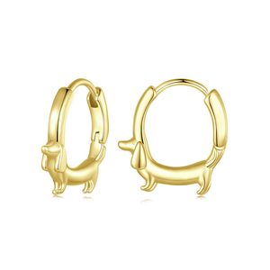 Aretes de Perro Salchicha Adorables, Chapados en Oro, Aleación, Joyería de Moda Unisex, Aretes con Forma de Animal - Product Image 3
