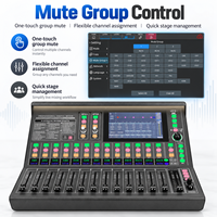Console de mixage numérique professionnelle MX32 à 32 entrées avec interface audio USB, 6 sorties AUX et écran capacitif de 7 pouces