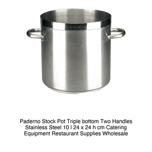 Olla de Acero Inoxidable con 2 Asas Ø 24 cm H 24 cm, 10 L, Base de Triple Capa Paderno - Product Image 2