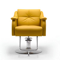 Chaise jaune en cuir populaire avec grand siège et accoudoirs souples adaptée à la chaise de salon de coiffure de chambre