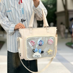 High Quality Single Tassel Lace PU Leather Lady Fashion Zipper Closure Shoulder Bag for Lolita Style Pin Display Purse Custom - Product Image 1