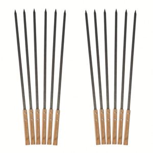 23 Brochetas Planas de Acero Inoxidable de Alta Resistencia de 5/8 Pulgadas de Ancho y Largo para Barbacoa, con Mango de Madera para Parrilla al Aire Libre - Product Image 3