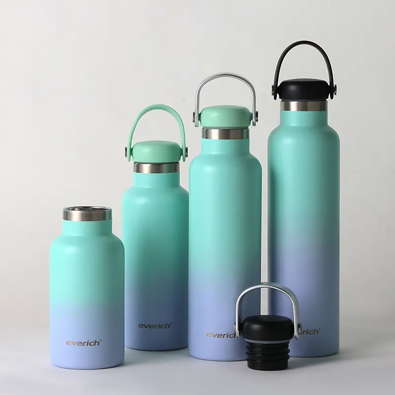 ODM Portable Standard Mouth Sport Bottle Double Wall Stainless Steel Water Bottle Vacuum Flask With Aluminum Handle