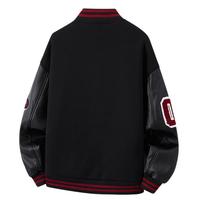 Veste Bomber Varsity Homme OEM Style Contrastant Streetwear Broderie Lettres Décontractée avec Col