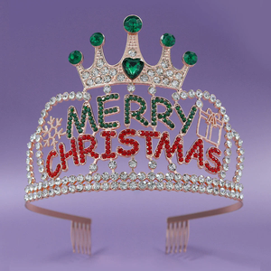 Feliz Navidad cristal Rhinestone aleación encantadora corona vacaciones decoración europea y americana lujo reina princesa Tiara - Product Image 3