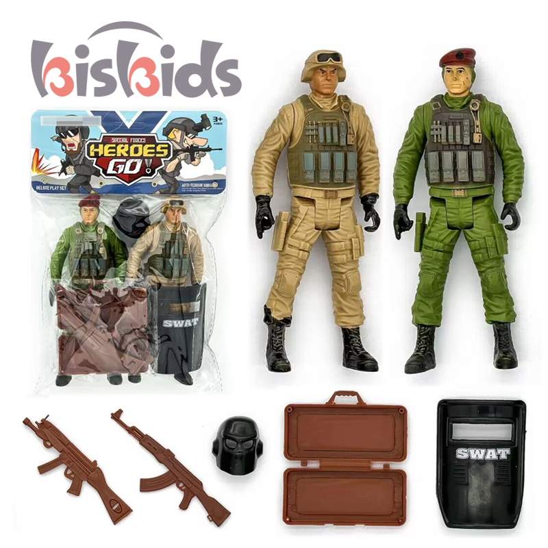 7-teiliges preisgünstiges Mini-Militärfigur-Spielzeug Plastik-Polizeiset Spielzeug-Soldaten-Set