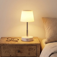 Lámpara de Mesa LED Recargable con Control Táctil, Altura Ajustable, Pantalla Plegable, Luz Cálida, Lámpara de Noche para Dormitorio y Hogar