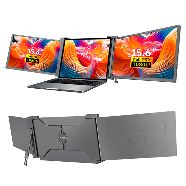 2026 Trending Products 15.6 Inch Laptop Screen Extender Two extra Screens 1920*1080P IPS LCD Triple Portable Monitor for Gaming